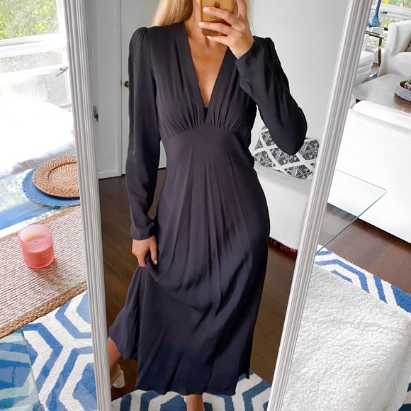 🖤 ZARA BLACK VNECK LONG SLEEVE MAXI DRESS! - Picture 5 of 10